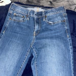 Mid-dark jeans , boot cut